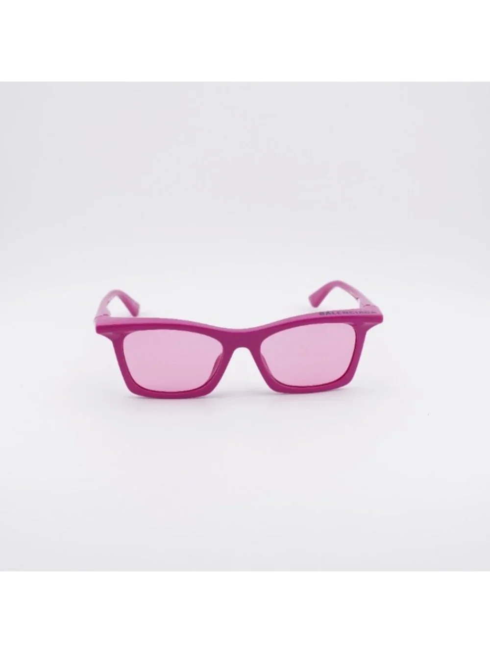 Balenciaga BB0099S 003 Sunglasses Violet Rectangle Frame, Pink Lenses